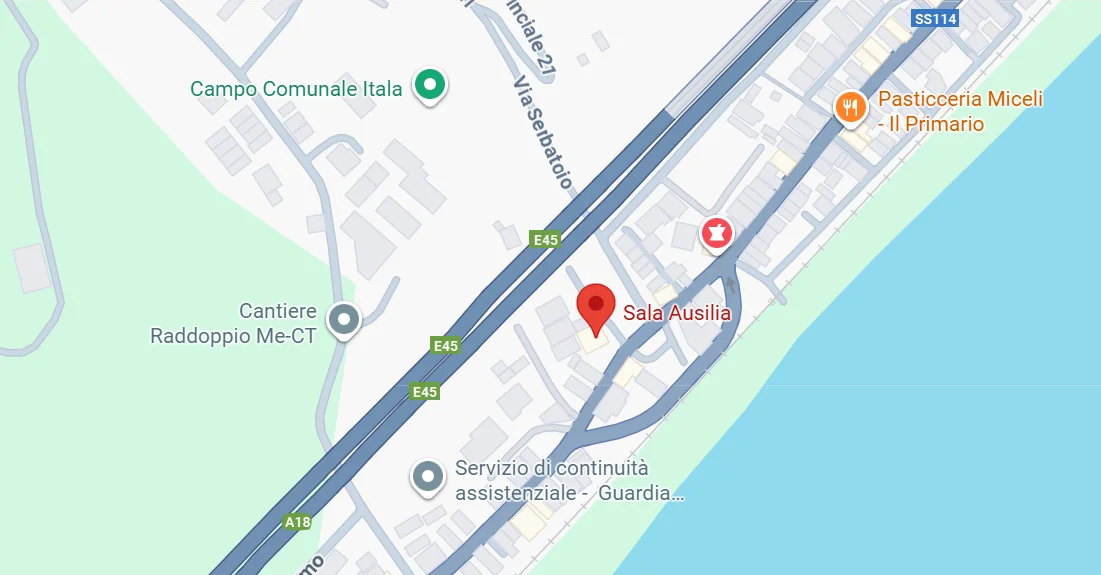 Mappa della Sala Ausilia a Itala Marina